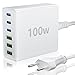 Produktbild FINIBO USB C Ladegerät Mehrfach: 100W 6-Port Schnellladegerät mit USB-C und USB-A, Tragbarer Netzteil für ipad and Smartphones