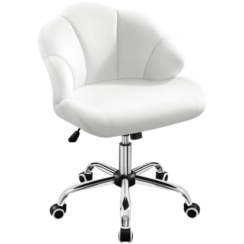 Yaheetech Homeoffice Stuhl, Schminkstuhl, Schreibtischstuhl höhenverstellbar Drehstuhl, Bürosessel in Muschelform, Bürostuhl mit Rollen, Samtstuhl bis 136 kg Belastbar Weiß Yaheetech Homeoffice Stuhl, Schminkstuhl, Schreibtischstuhl höhenverstellbar Drehstuhl, Bürosessel in Muschelform, Bürostuhl mit Rollen, Samtstuhl bis 136 kg Belastbar Weiß