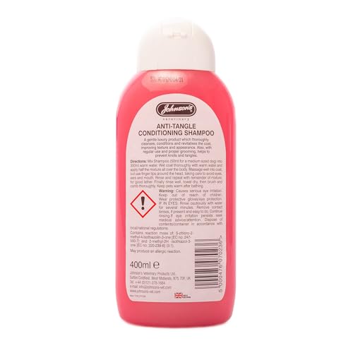 Johnsons Anti Tangle Dog Shampoo 400ml - Conditioner Shampoo for All Breeds - Cleans Revitalises and Helps Prevent Knots - Image 2