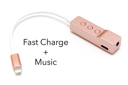 iPhone 7 Lightning to 3.5mm Power Audio Charge Headphone Jack Adapter Cable (Pink)