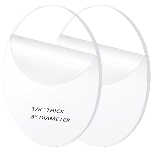 Image of 2 Pieces 1 /8 inch Clear Circle Acrylic Sheet, 8 Inch Diameter Plexiglass Sheet, Round for Cake Discs, Plexiglass Table Top, Acrylic Backdrops and DIY Display Projects Craft