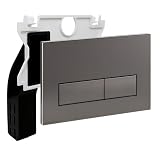 Empyreal Placca di controllo, Comando compatibile con Geberit Duofix Sigma/Delta/BASIC per doppio scarico, Portane uno Scivolo di alimentazione per pastiglie di pulizia(Grigio scuro)