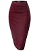 TWINTH Womens Elastic Waist Band Scuba Fabric Pencil Skirt Wine X-Large