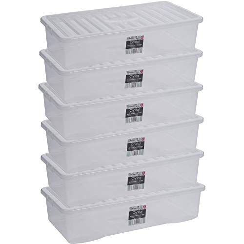 Pack de 6 cajas bajo cama con tapa, 42 L, 80 x 40 x 18 cm