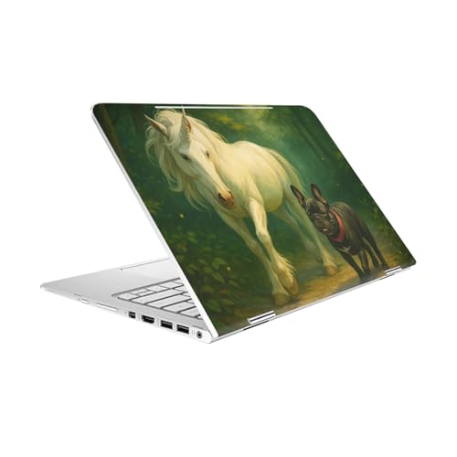 Autocollant Peau HP Spectre Pro X360 G2 Vinyle Forêt Licorne Bouledogue Français