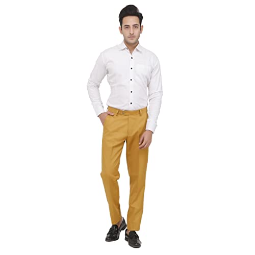 Image of KUNDAN Slim Fit Men Polyester Viscose Blend Trousers