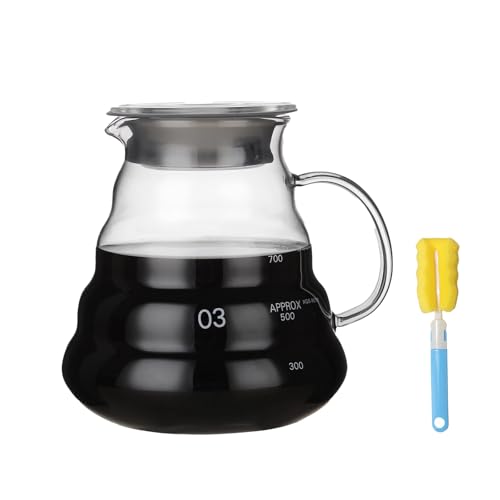 Glass Coffee Server for Drip Coffee Maker, Standard Glass Coffee Carafe, Coffee Pot with Lid, Clear...