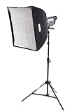 Interfit INT185 Set aus 1 Wolfram-Lampe für Fotostudio + 1 Glühlampe 500 Watt + 1 Stativ + 1 Softbox 60 x 60 cm