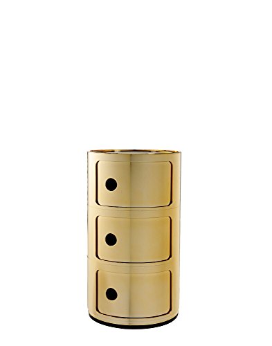 Kartell Componibili Contenitore 3 Elementi, Base Tonda, ABS, Oro, 32 x 32 x 58.5 cm