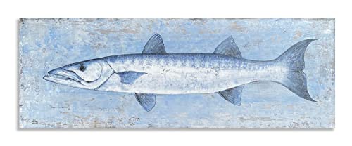 Yihui Arts Blue and White Fish Canvas Wall Art – Coastal Paintings with Textured for Living Room Bedroom Bathroom Decor - Image 3