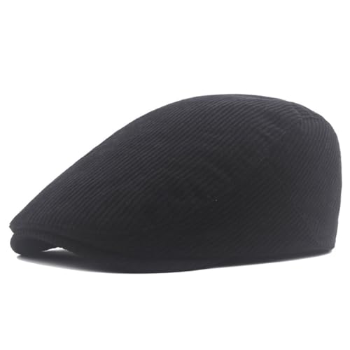 Black Beret Men's Corduroy Vintage Painter Hat Forward Hat Adjustable