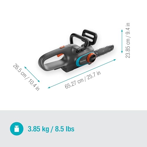GARDENA Akku-Kettensäge Präzisions-Sägekette, Kettenschnellstopp, für Baumpflege Brennholz – Bild 3