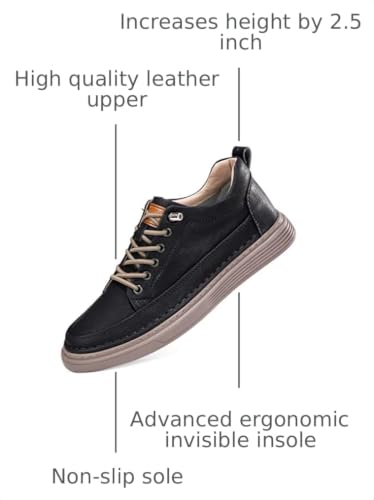 Image of CERYTHRINA Elevator Shoes for Men - Height Increasing Sneakers, 2.5 Inches Taller, Leather Casual Shoes with Height Increase Insoles