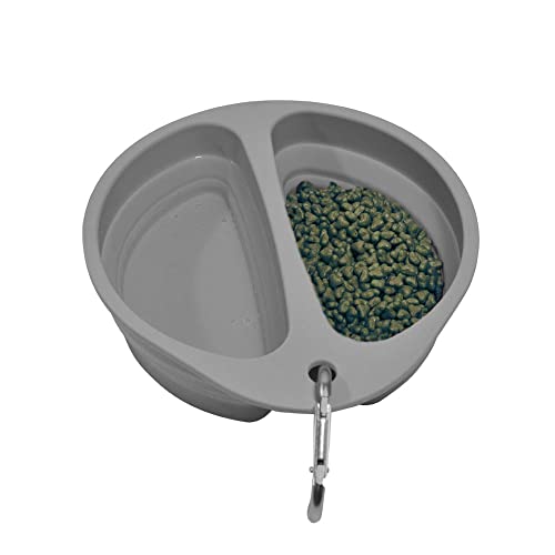 Xerath Silicone Collapsible Dog Bowl, Bpa Free And Dishwasher Safe Food Grade Silicone Foldable Pet Bowls, Portable Dog Food And Water Feeding Travel Bowl With Carabiner (Black+Gray) #TOP3