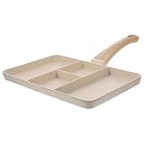 SHINEOFI Sartén Antiadherente de Uso Diario para Huevos y Carne Sartén Multifunción Mango Ergonómico de Piedra de Maifan Color Blanco Adecuado para Desayunos y Hogar
