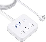 Power Strip Surge Protector with USB,4 Feet Long Cord with 3 AC Outlets and 3 USB Charging Ports, Overload Protection Outlet Extender, Compact for Smartphone Tablets Home, Office, Hotel,900 Joules