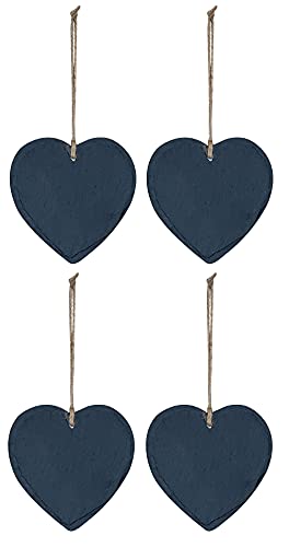 levandeo 4er Set Schiefertafel Herz 12x12cm Schieferplatte Memotafel Türschild Dekohänger Schild...