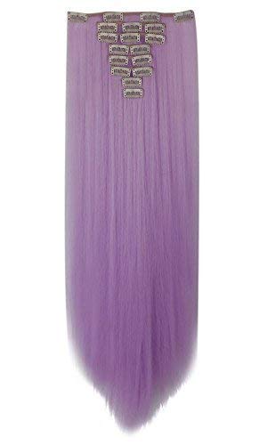 S-noilite 26 Inches(66cm) Long Straight Light Purple Full Head Hairpiece Clip in Hair Extensions 8 Piece 18 Clips Hairpiece Trendy Design - Thumbnail 3