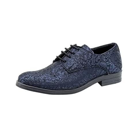 Boys Navy & Black Paisley Lace-Up Shoes Cover