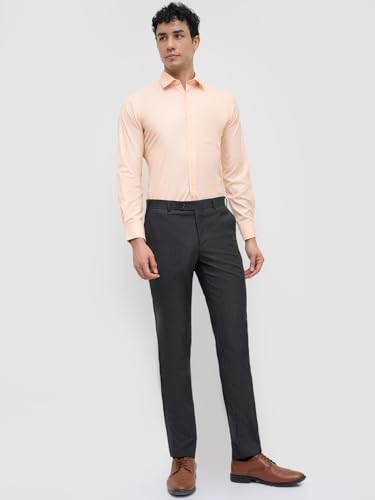 Image of Park Avenue Men Modern Slim Fit Structure Pattern Cotton Polyester Blend Semi Cutaway Collar Full Sleeve Formal Shirt