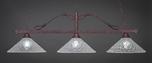 Toltec Lighting 823-Brz-411 Scroll - Three Light Billiard, Bronze Finish With Italian Bubble Glass #TOP26