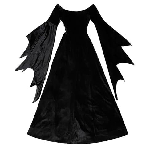 Robe gothique noire fluide pour incarner une sorcière à votre fête