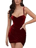 ORANDESIGNE Minikleid Damen Sexy Eng Kurz Bodycon Kleid Trägerkleid Sommer Partykleid Mini Bleistiftkleid Vintage Party Club Spaghettiträger Figurbetonte Kleider Wickelkleid Clubwear C Rot S