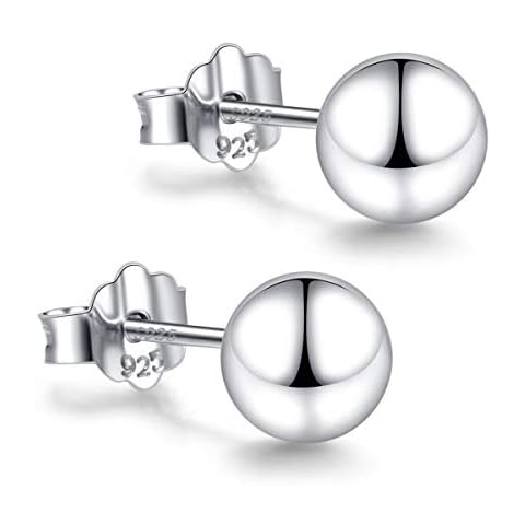 18K White Gold Plated Silver Ball Stud Earrings Cover