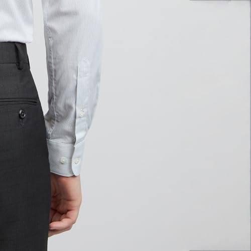 Image of Raymond Men's Pure Cotton Stripe Pattern Slim Fit Semi Cutaway Collar Full Sleeve Formal Shirt