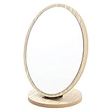 Aestivate Oval Compact Table Mirror Standing Wood Framed Mirror Desktop Mirror 90 Degree Rotating Mi