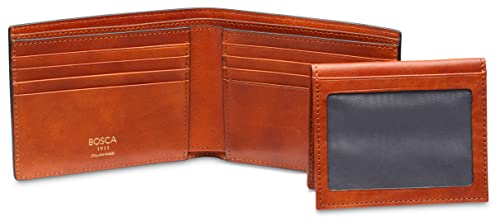 Bosca ITALIA, Credit Card Men's Leather Wallet with I.D. Passcase Made In Italy, Dolce Leather Collection Amber3