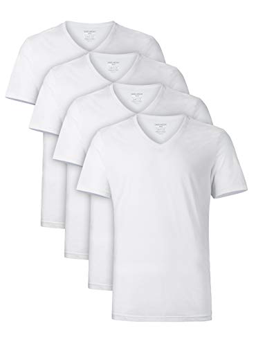 DAVID ARCHY Men's 4 Pack V-Neck Premium Cotton Ultra Soft Comfy Short Sleeve