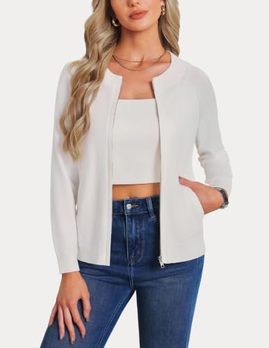 Image of GRACE KARIN Womens Long Sleeve Zip Up Cardigan Sweaters Lightweight Sweater Jacket Knitted Fashion Clothes