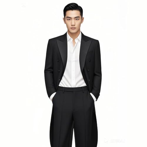 Men's Tailcoat Blazer Prom Business Double Breasted Buttons Swallow-Tailed Suit Coat4
