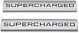 2pcs Metal Supercharged Emblem Car Logo Premium Auto Badge Rear Trunk Sticker Side Fender Decal (Silver&Black)