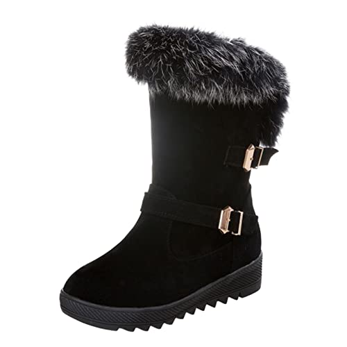 Bottines de neige talon incliné et boucle de ceinture mode pour femme