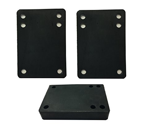 Image of VJ Longboard Skateboard Riser Pads, Rubber, Set of 2, Size 3mm (1 /8 inch) 6mm (1 /4 inch) 12mm (1 /2 inch) 14mm Angel Wedge Riser Pads, Black