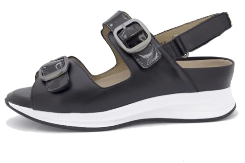 Sandales en cuir noir PieSanto confortables à semelle amovible pour femme