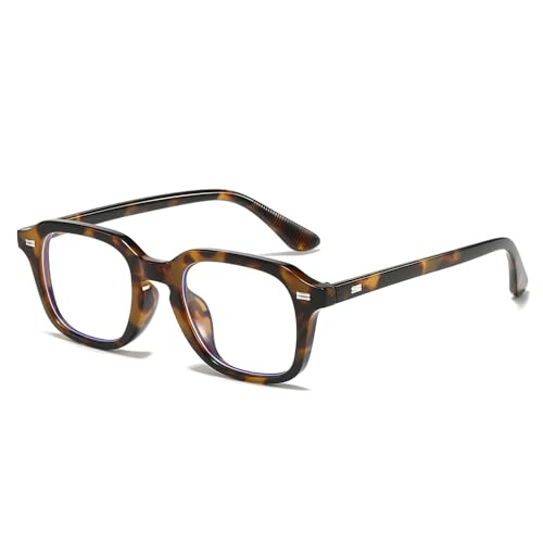 YAMEIZE lunette Carré Anti Lumière Bleue Femmes Hommes Anti Fatigue Lunettes Gaming (Léopard Clair)