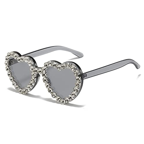 Lunettes de soleil cœur anti-teint terne avec strass brillants pour sublimer vos photos de voyage