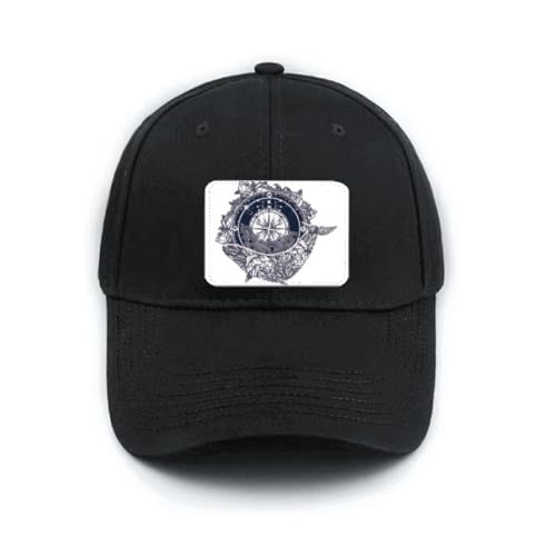 Chapeau classique réglable noir avec motif boussole fleur étoiles