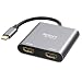 USB-C to Dual HDMI Adapter 4K @60hz,Type C to HDMI Converter Compatible MacBook/MacBook Pro 2019/2018/2017,MacBook Air 2018,Samsung Galaxy S9/S9+/S8/S8+,Surface Book 2 and More USB C Device