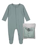 Pijama Bebé 100% Algodón Orgánico con Cierre Magnético, Pies Cubiertos y Manoplas Plegables, Pelele Entero Suave, Cambios de Pañal Rápidos, 0 a 12 Meses (FR/ES, Edad, 3 meses, 6 meses, Salvia)