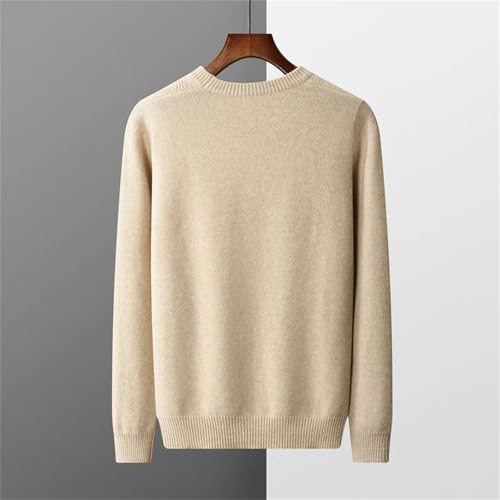 Men's Solid Merino Wool Sweater O-Neck Pullover Thickened Knitted Loose Base Layer Top3