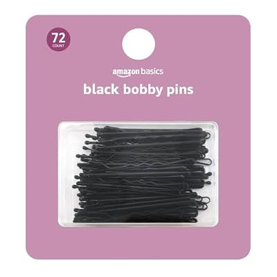 Amazon Basics No Slip Bobby Hair Pins, Black, 72 Count, for Pain-Free Comfortable All-Day Styling and Updos with Convenient Storage/Travel Case, For All Hair Types