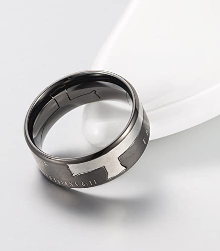 King Ring 9Mm Titanium Cross Ring – Heavy Extra Polished Finish Mens Ring, Christian And Catholic Ring For Men, Cross Rings For Women - Black 9 #TOP2