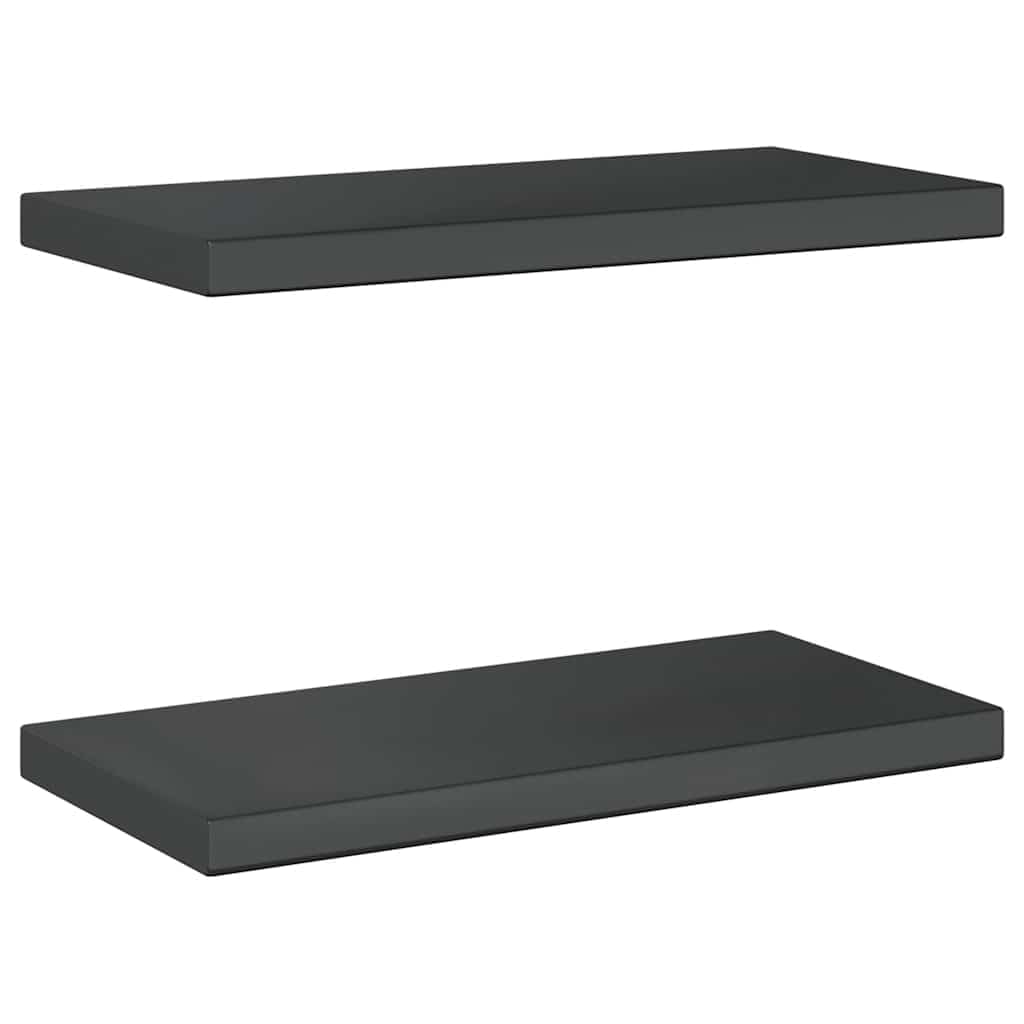 Estantes de pared 2 piezas 50 x 23,5 x 3 cm acero inoxidable negro, estante flotante baño dormitorio, resistente a la corrosión, diseño que ahorra espacio para libros, plantas y decoración