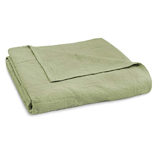 King Charles Modern Farmhouse Floral Matelasse Bedspread, 100% Cotton Breathable Bedding, Full/Queen, Sage