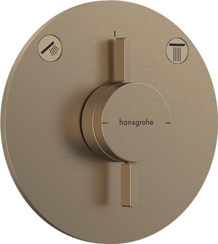 hansgrohe DuoTurn S - Mitigeur de douche encastré, Robinet douche rond 2 sorties, Mitigeur monocommande pour iBox universal 2, Bronze brossé, 75418140