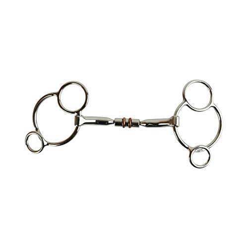 AK Universal Loose Ring Rotary Double Copper Roller Snaffle Horsebit Riding Bit AKRS-2617 (Silber, 5.75'')
